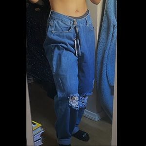 High Rise Distressed Dad Jeans
